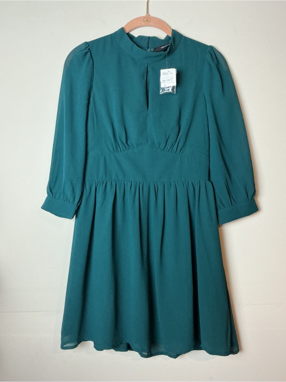 Forever 21 NWT Emerald Green Mini Skater Dress Size S Keyhole Jewel Whimsigoth